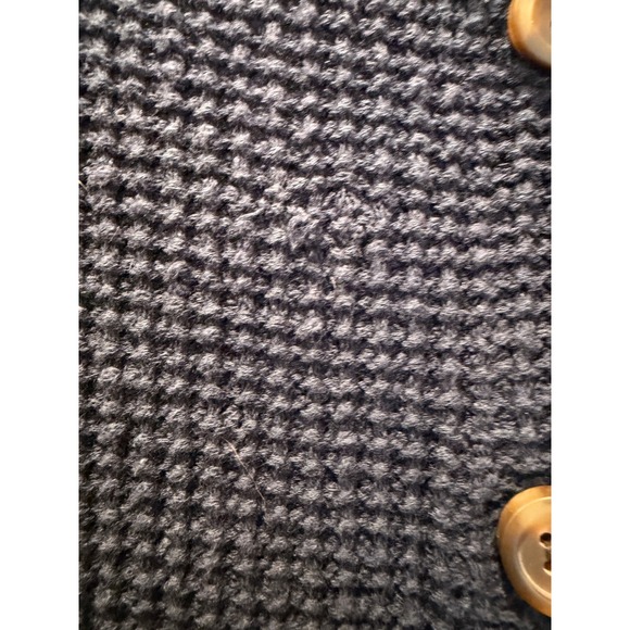 Madewell Navy Blue Waffle Knit Button Back Short Sleeve Sweater Top Size L - Picture 7 of 8